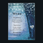 Menu Evermore | Forêt de fée enchantée | Dîner bleu<br><div class="desc">Evermore | Forêt de fée enchantée | Suite Faire-part de mariage bleu marine. Bois d'imaginaire magique, avec des lampes éthérées à cordes et des orbes de féerie brillant et brillant tout autour. L'image a une lueur lune, pour une soirée romantique lieu mariage éclairé. Ce design envoûtant fera le bonheur de...</div>