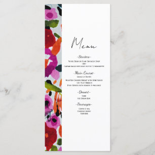 Menu Explosion de couleur vive Fleurs à l'aquarelle enc