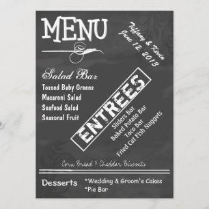 Menu fait sur commande de mariage de sembler de