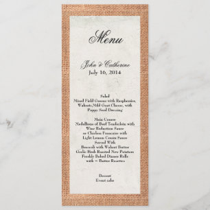 Menu fait sur commande de mariage de toile de jute