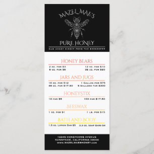 Menu fait sur commande de miel de rucher