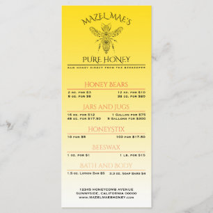 Menu fait sur commande de miel de rucher