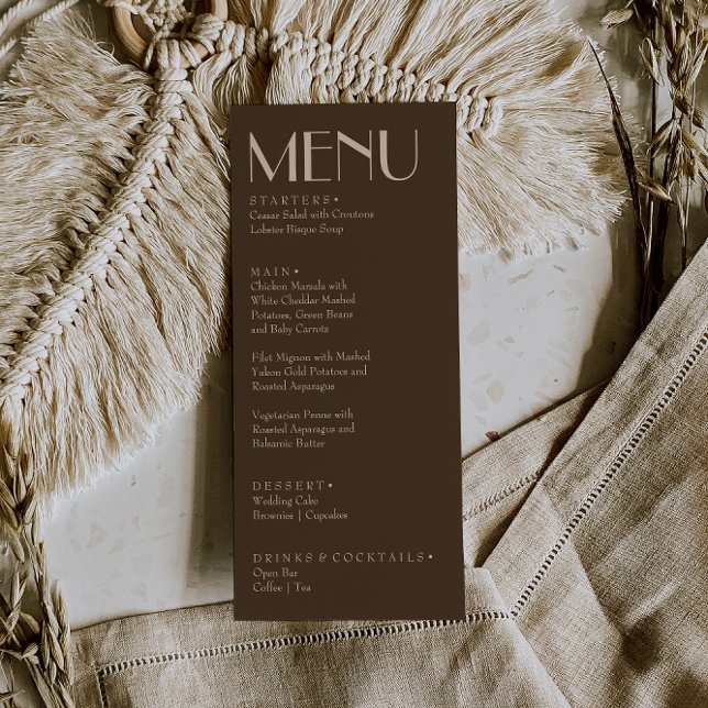 Menu Fancy Earthy Brown Old Money Retro Luxury Wedding (Créateur téléchargé)