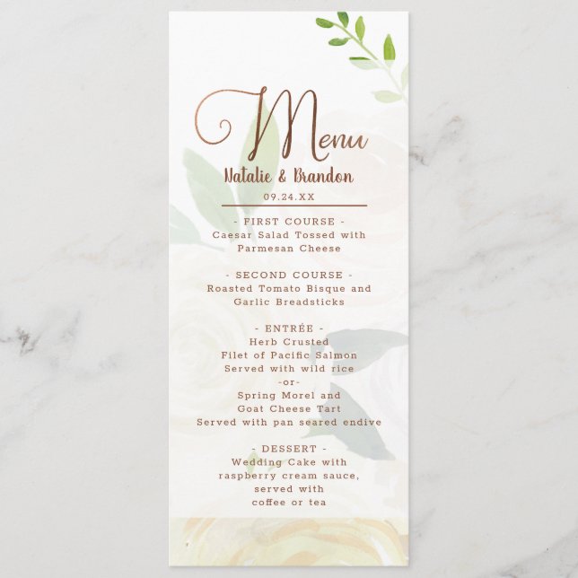 Menu Farmhouse Fraîche Rustique Pays Dîner Floral (Devant)