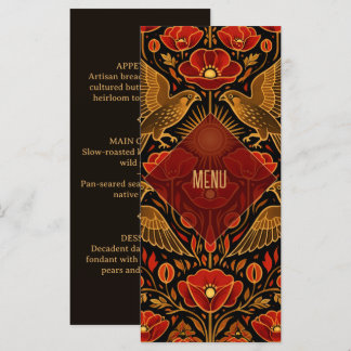 Menu Faucons créatifs Art Déco & Coquelicots | 4x9" per