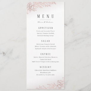 Menu Faux doré rose or botanique élégant mariage
