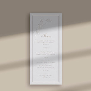 Menu Faux Embossé cadre orchidée ivoire Mariage classiq