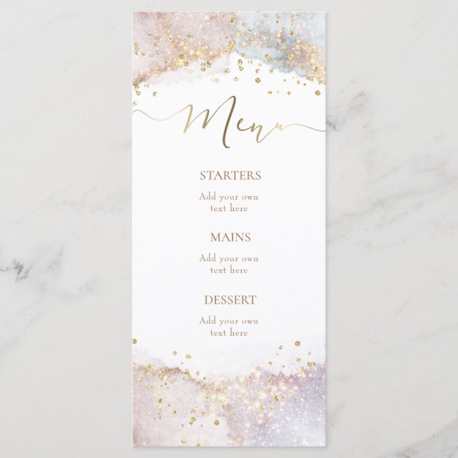 Menu faux paillettes aquarelle (Devant)