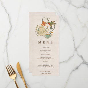 Menu Fée Vintage Linen Core Fleur sauvage Tea Party