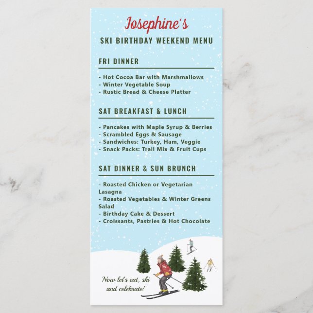 Menu Femmes de ski sur les pentes Séjour de vacances d' (Devant)