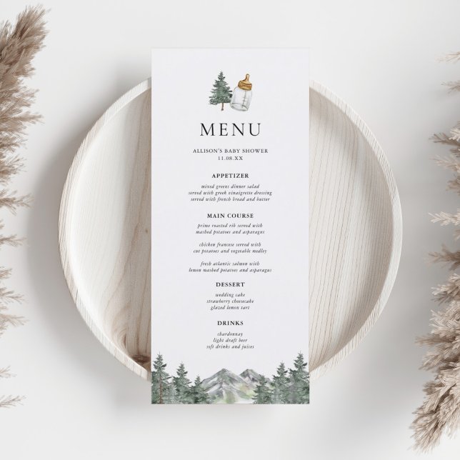 Menu Fête de Bébé d'Hiver aux Pins Montagnards  (Créateur téléchargé)