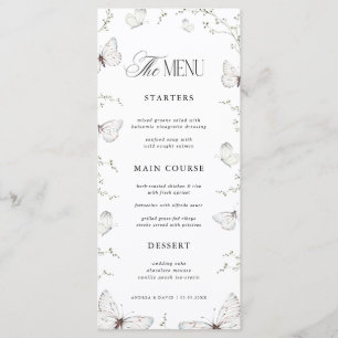 Menu Fête de bébé jardin papillon ou fête de mariage