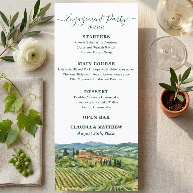 Menu Fête de fiançailles élégante dans un vignoble ital (Créateur téléchargé)
