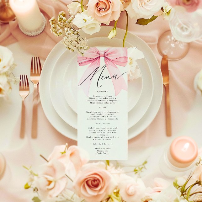 Menu Fête de mariage Pink Coquette Elle se marie (Créateur téléchargé)