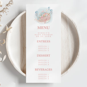Menu Fête de Naissance Fille Méduse Baleine Rose Nautiq
