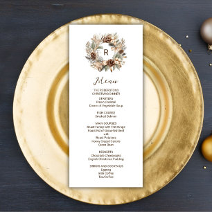 Menu Fête de Noël Monogram Pinecone Winter Wire