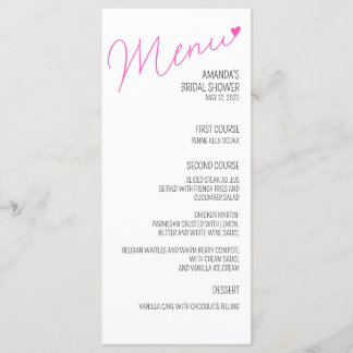 Menu Fête des mariées de calligraphie rose simple