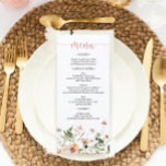 Menu Fête des mariées de Mariage rose fleur sauvage<br><div class="desc">Ce beau menu est parfait pour votre prochain événement ! Modifiez facilement les éléments du menu et affichez ce beau design sur chaque assiette ! Consultez la collection de Fleurs sauvages pour plus d'articles correspondants !</div>