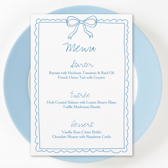 Menu Fête des mariées d'esquisse de fond bleu blanc des (Créateur téléchargé)