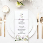 Menu Fête des mariées Fleur sauvage rustique<br><div class="desc">Ce design présente un délicat bouquet de fleurs sauvages peints et de verdure,  ainsi qu'un joli mélange de polices modernes et rustiques. Voir la collection entière pour plus d'articles correspondants !</div>