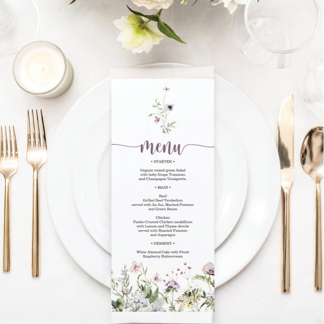 Menu Fête des mariées Fleur sauvage rustique (Créateur téléchargé)