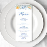 Menu Fête des mariées Florale Bleu Aquarelle<br><div class="desc">Venez vous promener dans un magnifique jardin d'élégance avec notre Elegant Watercolor Blue Floral et Citrus Fête des mariées Menu, une célébration où le raffinement rencontre le charme rafraîchissant de la citronnelle. Ce design mêle harmonieusement les teintes apaisantes du bleu avec l'énergie vibrante des citrons jaunes pour créer une ambiance...</div>