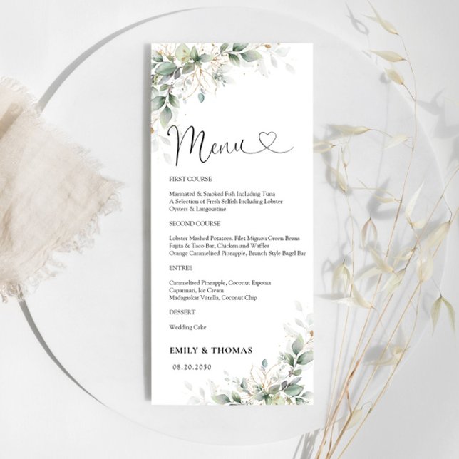 Menu Fête des mariées Gold Eucalyptus (Créateur téléchargé)