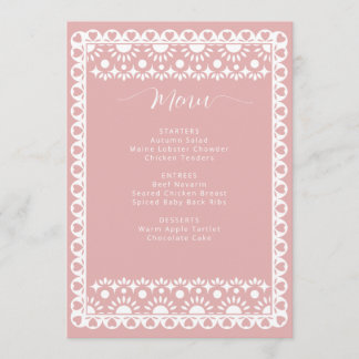 Menu Fête des mariées mexicaine Picado Boho Papier blan