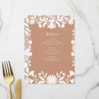 Menu Fête des mariées mexicaine Talavera Boho Barro