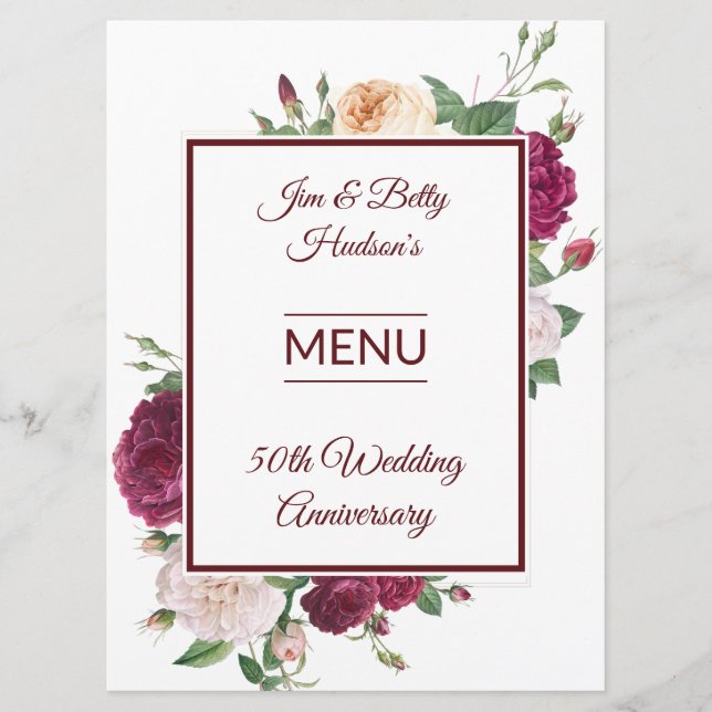 Menu Fête du 50e Anniversaire - Réception (Devant)