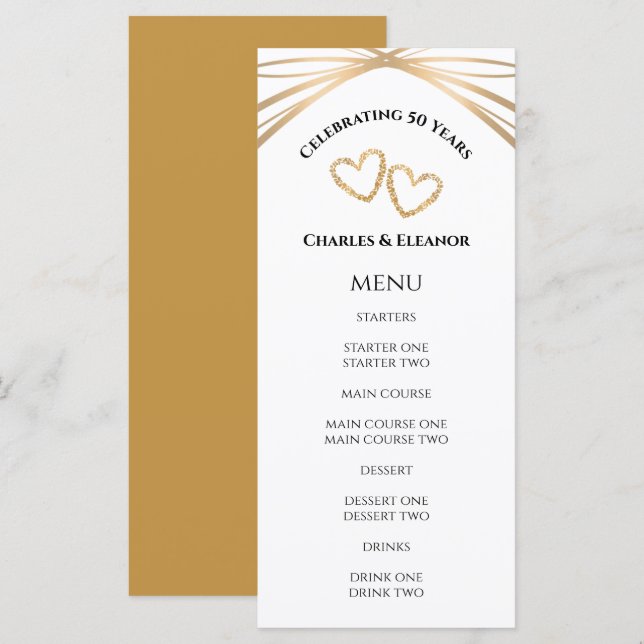 Menu Fête personnalisée du 50e anniversaire de l'Arche  (Devant / Derrière)