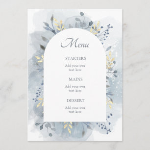 Menu feuillage aquarelle bleue
