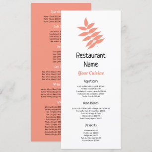 Menu Feuille d'automne de saumon, Restaurant Slimline