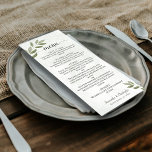 Menu Feuille désireux Rustique Sage Mariage vert<br><div class="desc">Ce menu mariage est élégant, rustique et beau. Il présente un design vert sage avec des feuilles d'aquarelle peints à la main. Le titre est écrit en calligraphie de script dentée et il y a place pour les noms du couple et mariage date ci-dessous. Simple, moderne et classe, ce menu...</div>