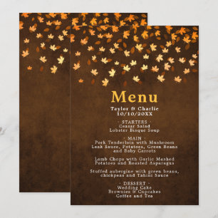 Menu Feuilles d'automne Gold et Mariage Brown