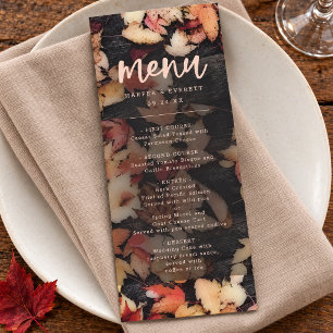Menu Feuilles d'automne Mariage Dîner en Bois Rustique