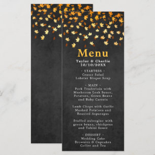Menu Feuilles d'automne Mariage noir et or