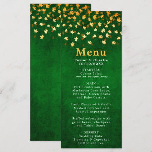 Menu Feuilles d'automne Mariage vert et or