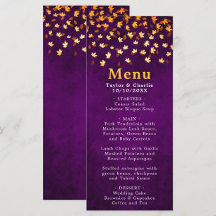 Menu Feuilles d'automne violet et Mariage d'or