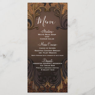 Menu Feuilles Ornementales Automne Vintage Or
