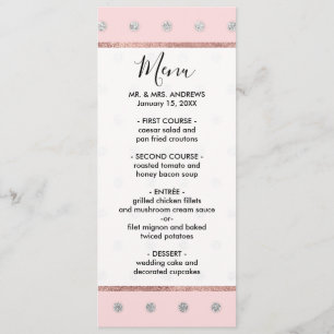 Menu Fille Glamour Parties scintillant rose argent Pois