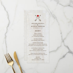 Menu Flèches rustiques Mariage de coeur rouge