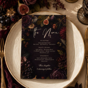 Menu Fleur botanique de Bourgogne foncé lunatique
