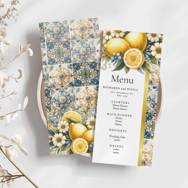 Menu Fleur carrelée méditerranéenne Italien Positano Le (Créateur téléchargé)