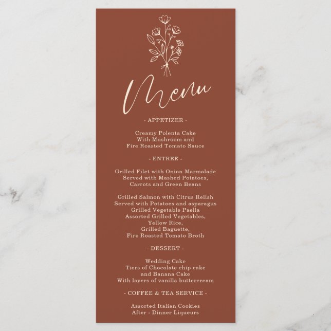 Menu Fleur en terre cuite Bohème simple Botanique (Devant)