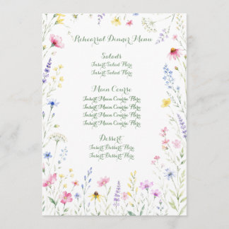 Menu Fleur Sauvage Aquarelle