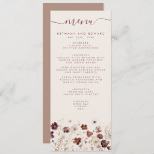 Menu Fleur sauvage Automne Champ Beige Mariage