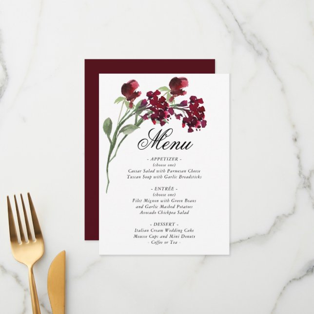 Menu Fleur sauvage | Bleu classique Fleurs de Jardin Bo (Devant/Arrière en situation)