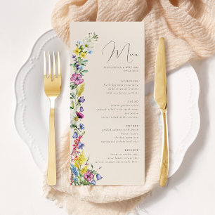 Menu Fleur sauvage Boho Aquarelle Mariage Floral