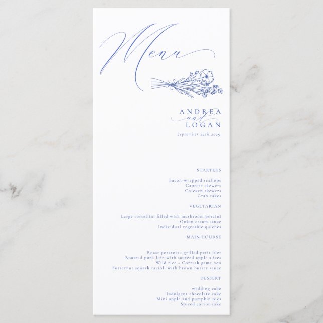 Menu Fleur sauvage Boho Chic Mariage (Devant)